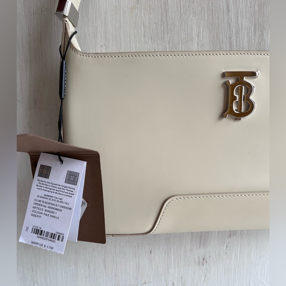 🔴SOLD🔴 BURBERRY Medium TB Monogram Leather Shoulder Bag- Warm Vanilla - Picture 6 of 15